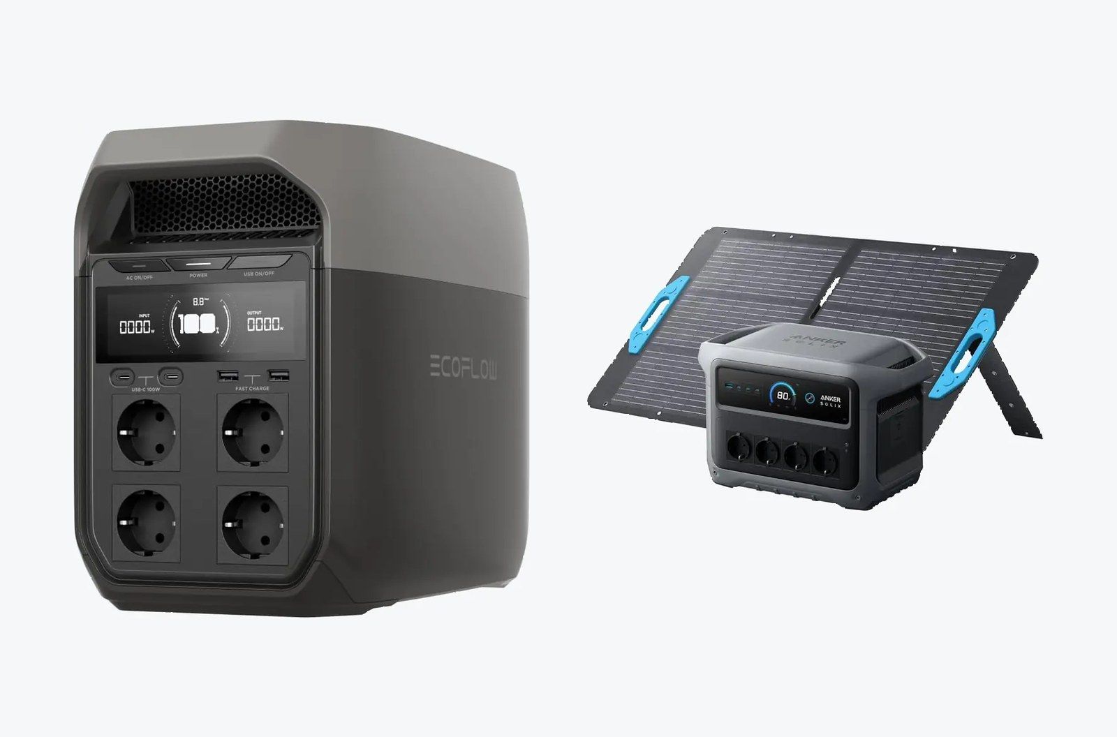 EcoFlow Delta 3 y Anker Solix C1000, las dos estaciones de energía enfrentadas