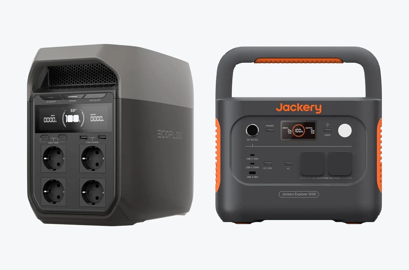 EcoFlow Delta 3 y Jackery Explorer 1000 v2, las dos estaciones de energía enfrentadas