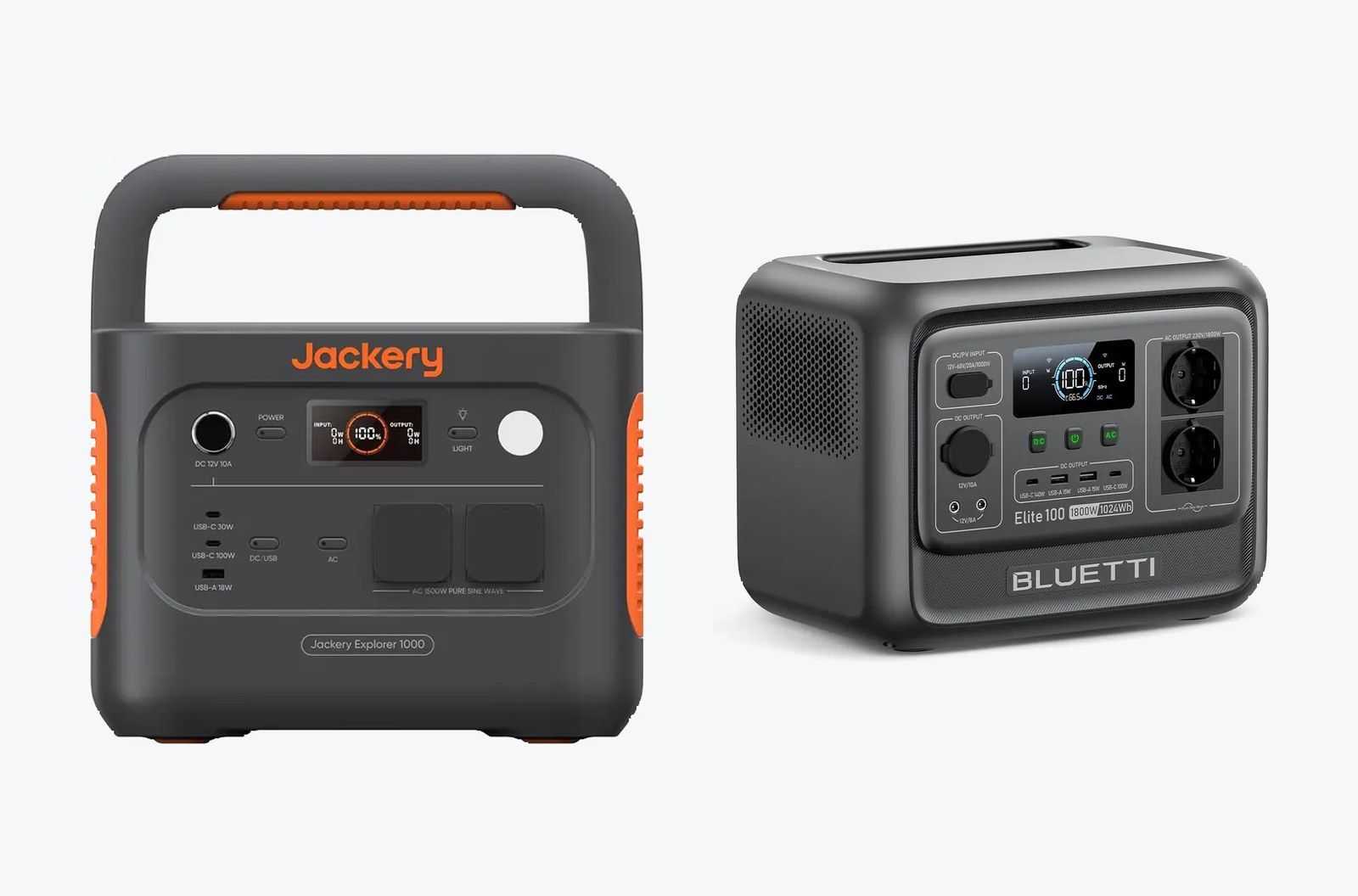 Jackery Explorer 1000 v2 y Bluetti Elite 100 V2, las dos estaciones de energía enfrentadas